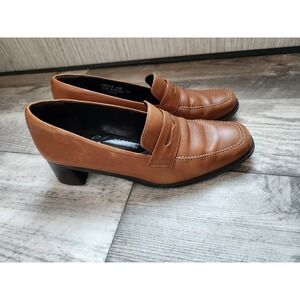 Rockport Women's Penny Loafer With Heel 8.5 M Comfort Brown Leather‎